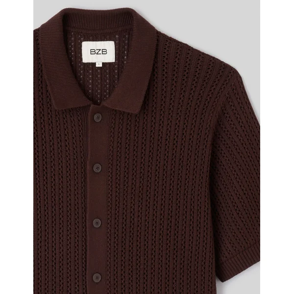 Chemise manches courtes tricot Marron foncée