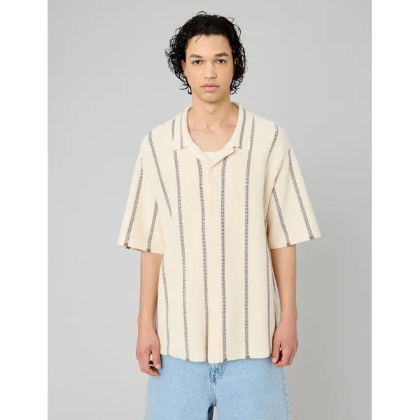 Chemise manches courtes tricot rayure Marron foncée