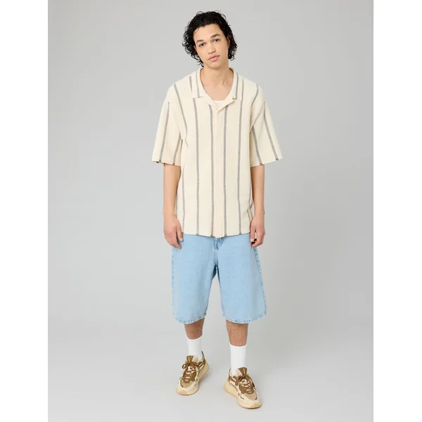 Chemise manches courtes tricot rayure Marron foncée