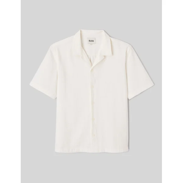 Chemise manches courtes unie Blanc écru
