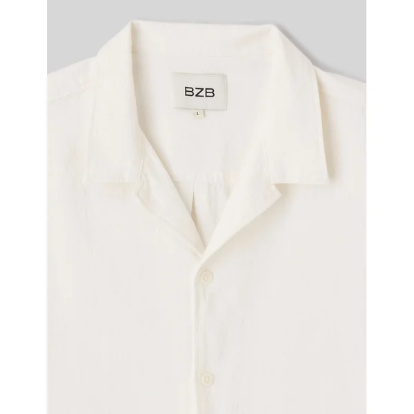 Chemise manches courtes unie Blanc écru