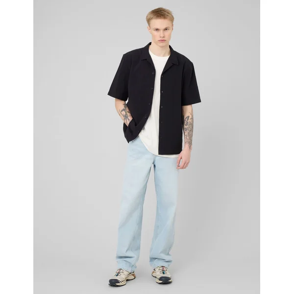 Chemise manches courtes unie Noir