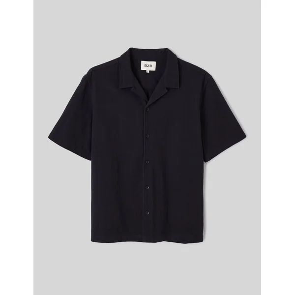 Chemise manches courtes unie Noir