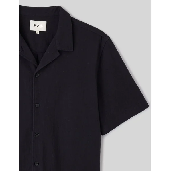 Chemise manches courtes unie Noir