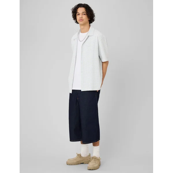 Chemise manches courtes à carreaux Bleu clair