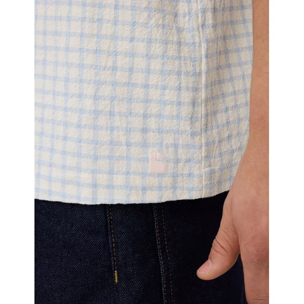 Chemise manches courtes à carreaux Bleu clair