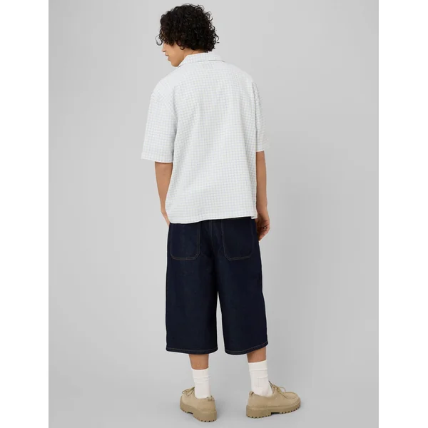 Chemise manches courtes à carreaux Bleu clair