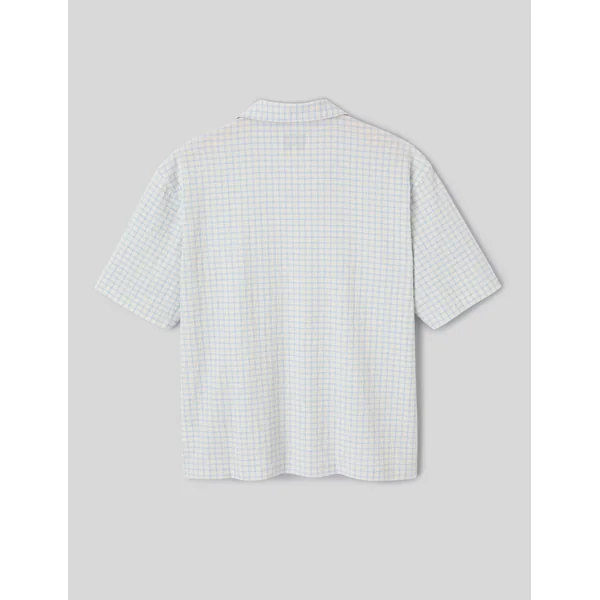 Chemise manches courtes à carreaux Bleu clair