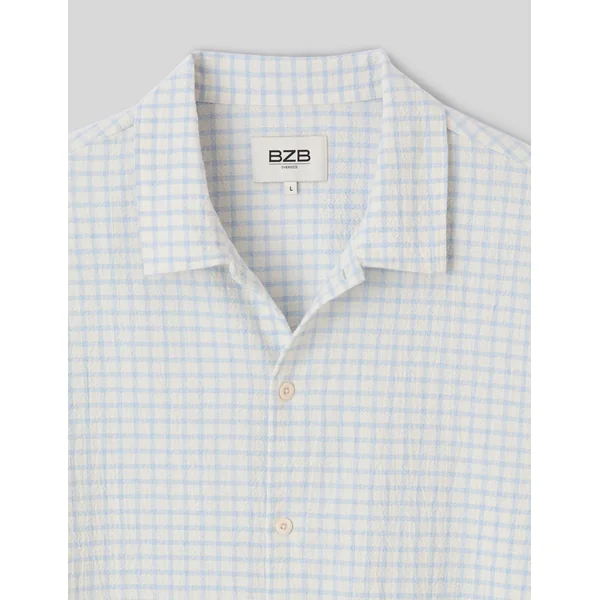 Chemise manches courtes à carreaux Bleu clair