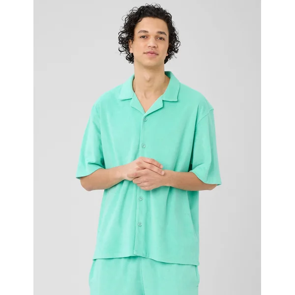 Chemise manches courtes éponge Vert d'eau