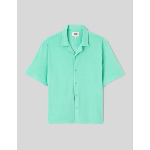 Chemise manches courtes éponge Vert d'eau