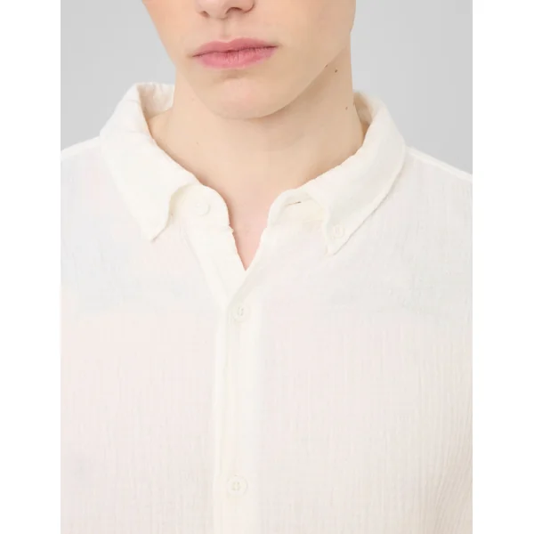 Chemise manches longues gaze de coton Blanc écru