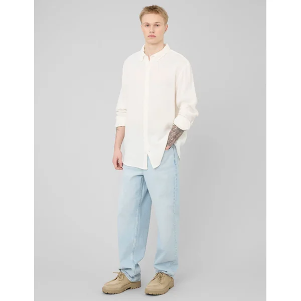 Chemise manches longues gaze de coton Blanc écru