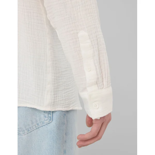 Chemise manches longues gaze de coton Blanc écru