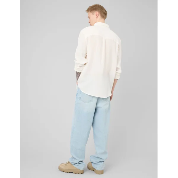 Chemise manches longues gaze de coton Blanc écru
