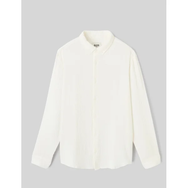 Chemise manches longues gaze de coton Blanc écru