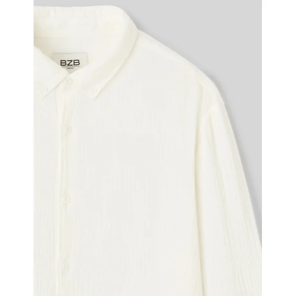 Chemise manches longues gaze de coton Blanc écru