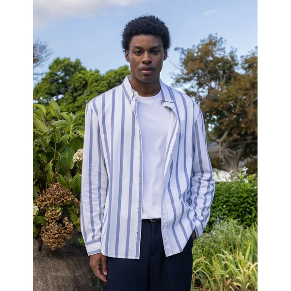 Chemise manches longues rayée Bleu moyen