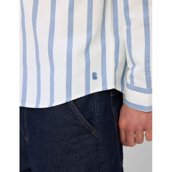Chemise manches longues rayée Bleu moyen