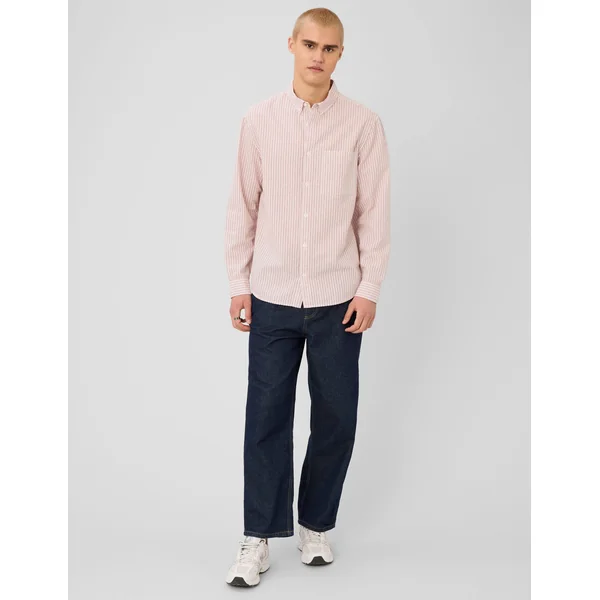 Chemise manches longues rayée Rouge