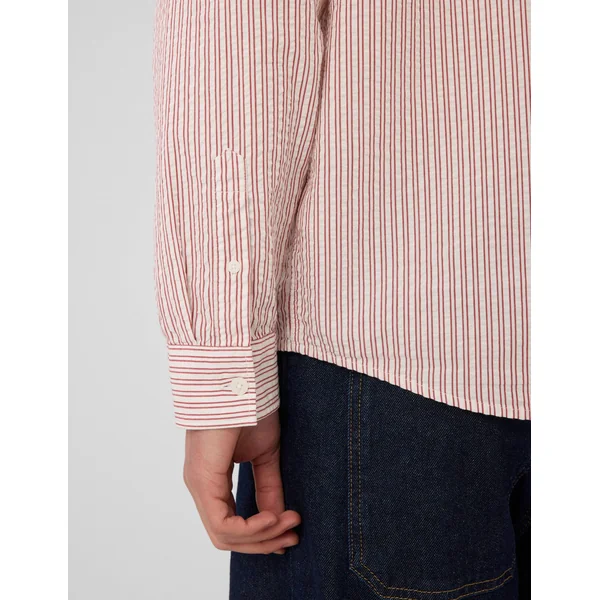 Chemise manches longues rayée Rouge