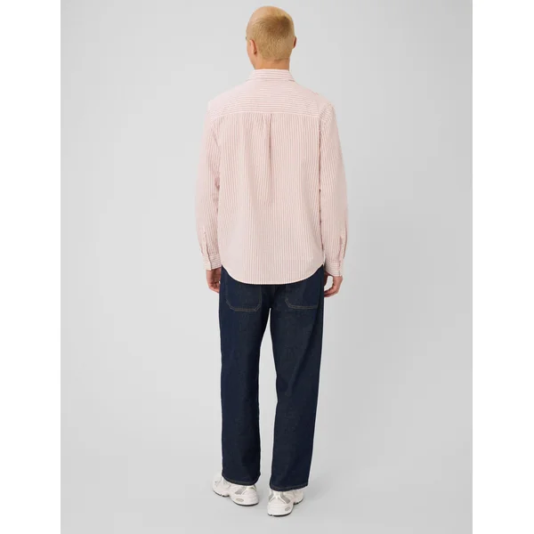 Chemise manches longues rayée Rouge