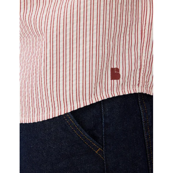 Chemise manches longues rayée Rouge