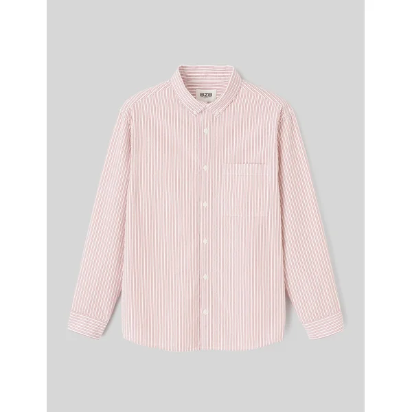 Chemise manches longues rayée Rouge