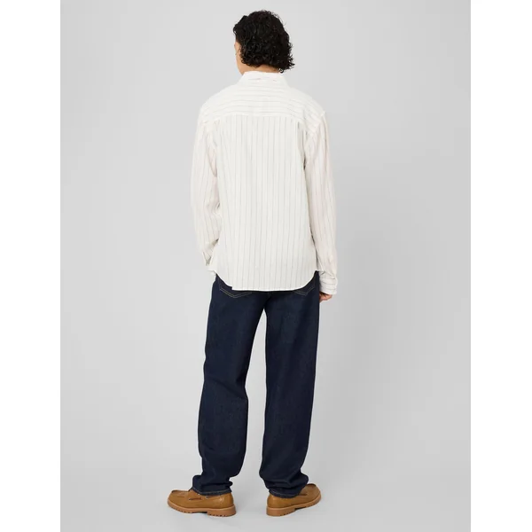 Chemise manches longues rayée viscose lin Blanc écru