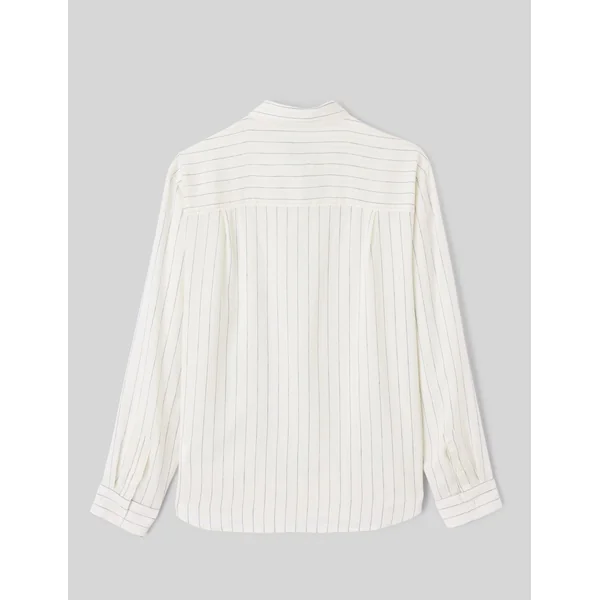 Chemise manches longues rayée viscose lin Blanc écru