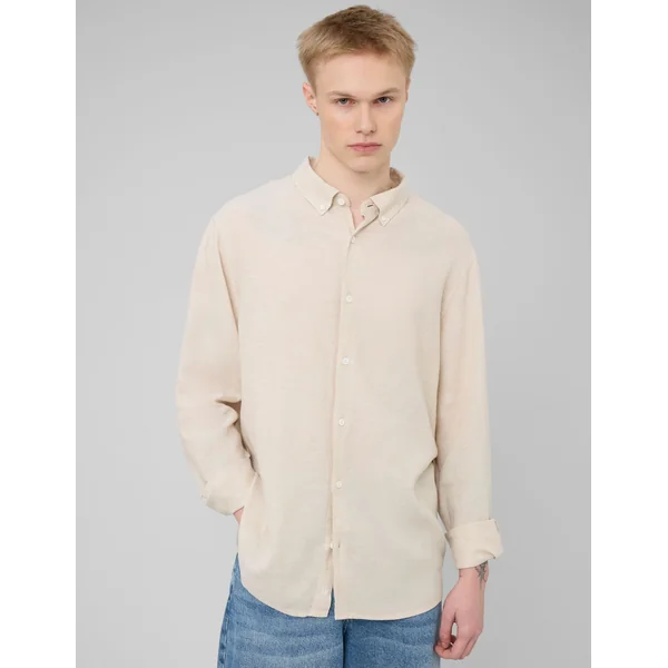 Chemise manches longues viscose lin Blanc cassé