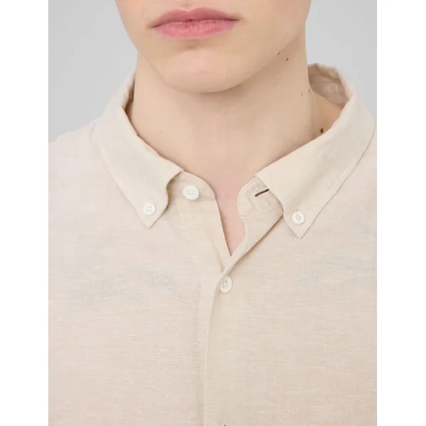 Chemise manches longues viscose lin Blanc cassé