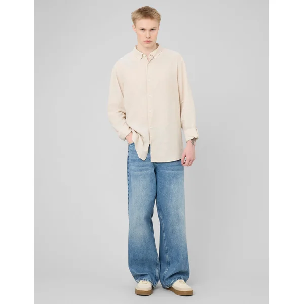 Chemise manches longues viscose lin Blanc cassé