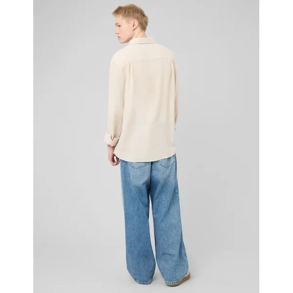 Chemise manches longues viscose lin Blanc cassé