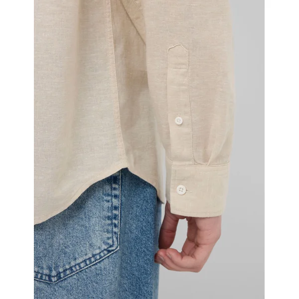 Chemise manches longues viscose lin Blanc cassé