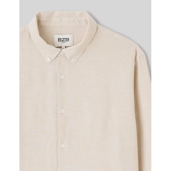 Chemise manches longues viscose lin Blanc cassé