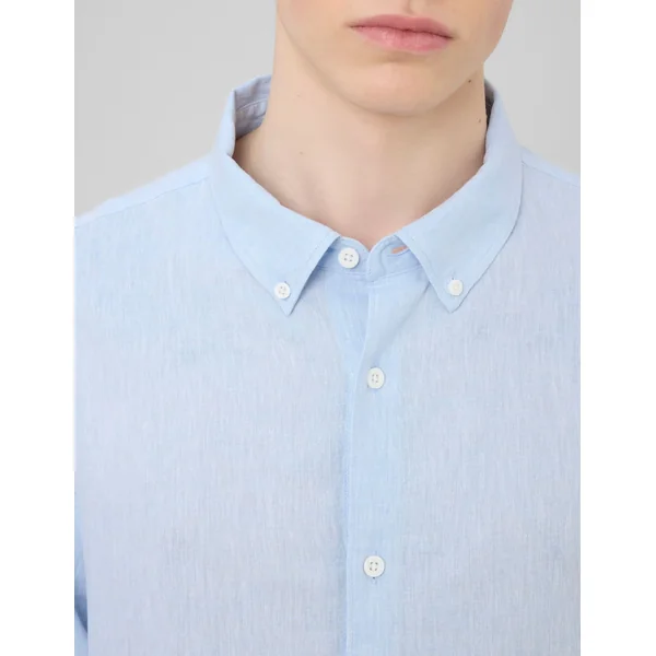 Chemise manches longues viscose lin Bleu clair
