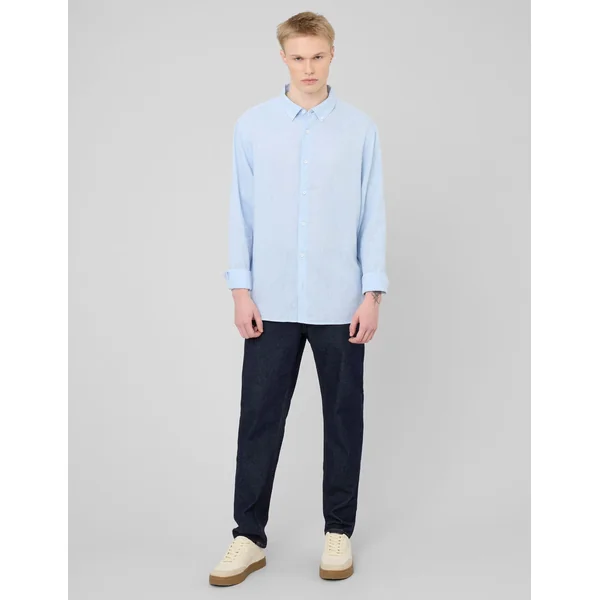 Chemise manches longues viscose lin Bleu clair