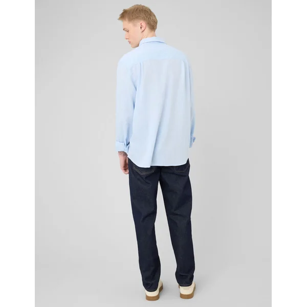 Chemise manches longues viscose lin Bleu clair