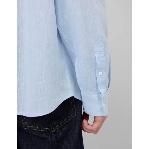 Chemise manches longues viscose lin Bleu clair