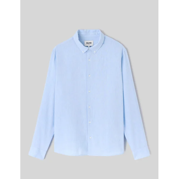 Chemise manches longues viscose lin Bleu clair