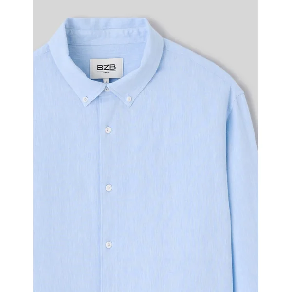 Chemise manches longues viscose lin Bleu clair