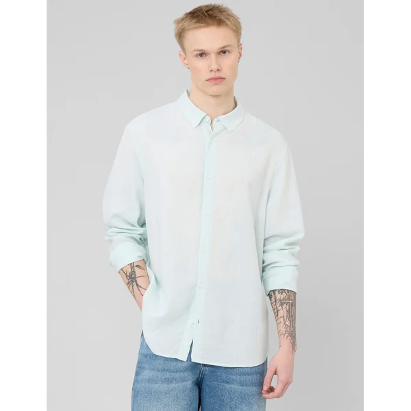 Chemise manches longues viscose lin Menthe