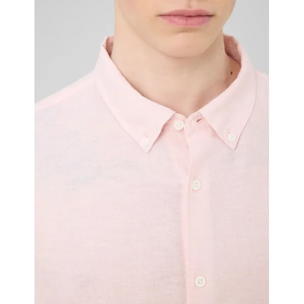 Chemise manches longues viscose lin Rose