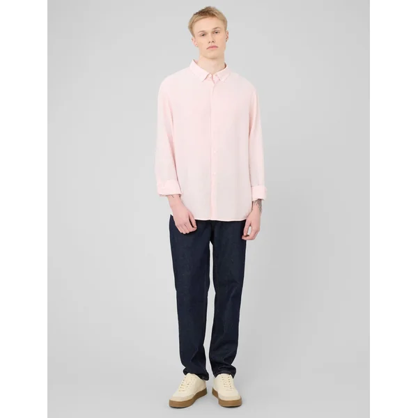 Chemise manches longues viscose lin Rose