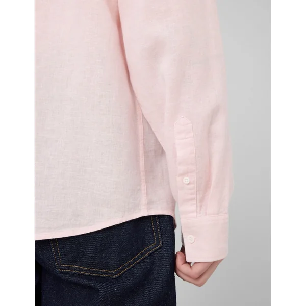 Chemise manches longues viscose lin Rose