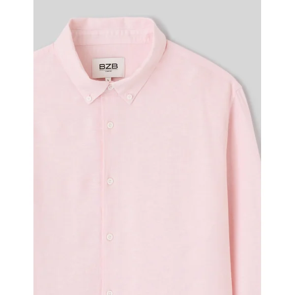 Chemise manches longues viscose lin Rose