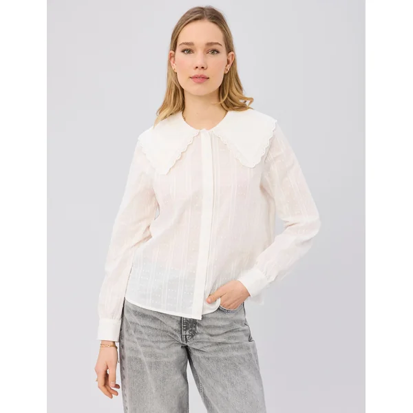 Chemise maxi col Blanc écru