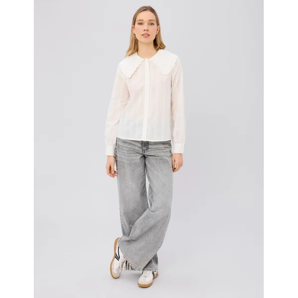Chemise maxi col Blanc écru