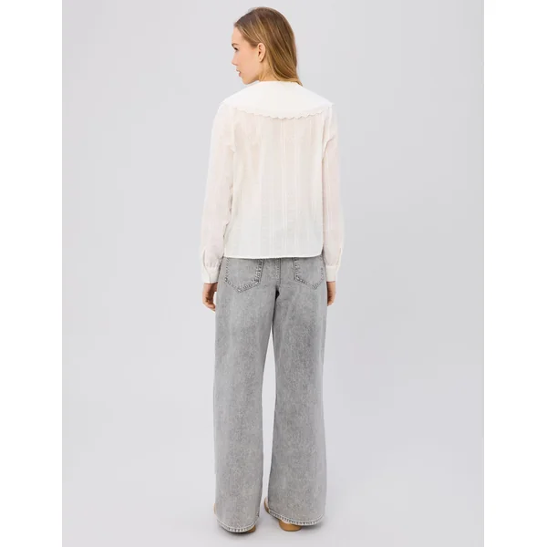 Chemise maxi col Blanc écru